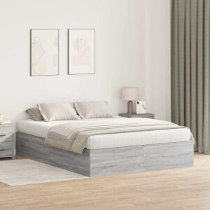 vidaXL Opbergbedframe Grijs Sonoma 160 x 200 cm Bewerkt hout