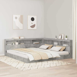 vidaXL Opberghoofdbord met plank Beton Grijs 180 cm Bewerkt hout