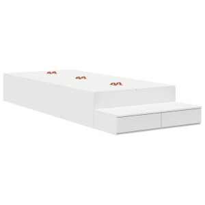 vidaXL Opbergbedframe met lade met opslag Wit 80 cm Bewerkt hout