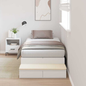 vidaXL Opbergbedframe met lade met opslag Wit 100 cm Bewerkt hout
