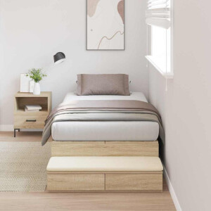 vidaXL Opbergbedframe met lade Sonoma Eiken 100 cm Bewerkt hout