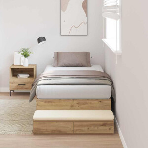 vidaXL Opbergbedframe met lade Artisan Eiken 100 cm Bewerkt hout