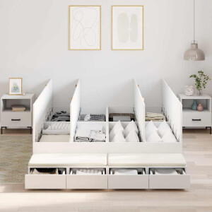vidaXL Opbergbedframe met lade met opslag Wit 150 cm Bewerkt hout