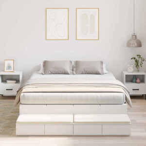 vidaXL Opbergbedframe met lade met opslag Wit 160 cm Bewerkt hout