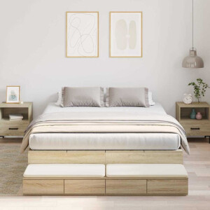vidaXL Opbergbedframe met lade Sonoma Eiken 160 cm Bewerkt hout