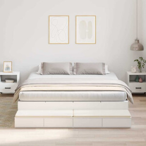 vidaXL Opbergbedframe met lade met opslag Wit 180 cm Bewerkt hout