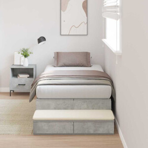 vidaXL Opbergbedframe met lade Beton Grijs 90 cm Bewerkt hout