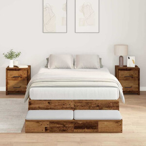 vidaXL Opbergbedframe met lade met opslag Oud Hout 120 cm Bewerkt hout