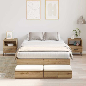 vidaXL Opbergbedframe met lade Artisan Eiken 120 cm Bewerkt hout
