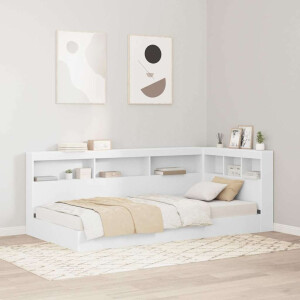 vidaXL Boekenkast Bed met hoofdeinde Wit 90 x 190 cm Bewerkt hout