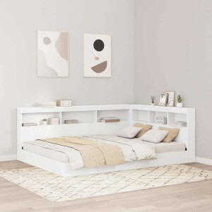 vidaXL Boekenkast Bed met hoofdeinde Wit 135 x 190 cm Bewerkt hout