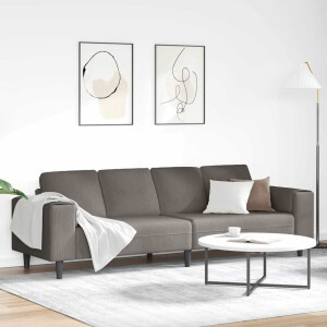 vidaXL Stoffen Bank met kussen Lichtgrijs 208 cm Katoenen stof