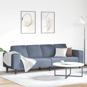 vidaXL Stoffen Bank met kussen Blauw 208 cm Katoenen stof