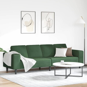 vidaXL Stoffen Bank met kussen Donkergroen 208 cm Katoenen stof