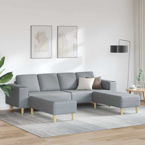 vidaXL Woonkamer Bank 3 pcs Lichtgrijs Polyester