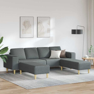 vidaXL Woonkamer Bank 3 pcs Donkergrijs Polyester