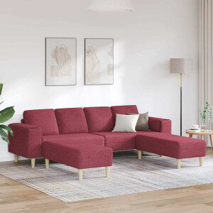 vidaXL Woonkamer Bank 3 pcs Wijnrood 250 x 188 x 76 cm Polyester