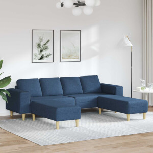 vidaXL Woonkamer Bank 3 pcs Blauw Polyester