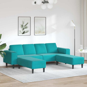 vidaXL Bankstel 3 pcs Turquoise Fluweel