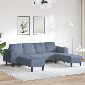 vidaXL Stoffen Bank met kussen Blauw Katoenen stof