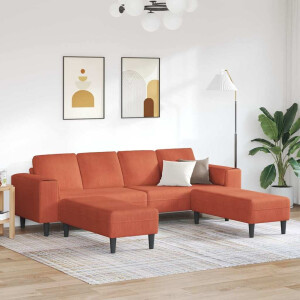 vidaXL Stoffen Bank met kussen Rood-oranje 208 cm Katoenen stof