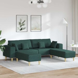 vidaXL Bank met kussen 3 pcs Donkergroen Stof