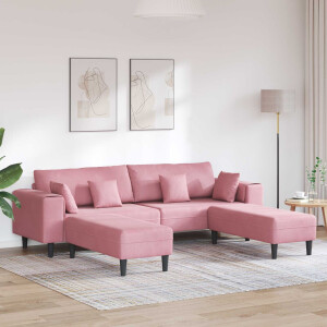 vidaXL Bank 3 pcs Roze 250 x 188 x 76 cm Fluweel