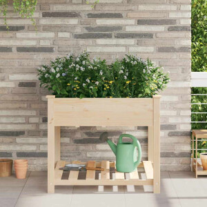 vidaXL Tuin Bloempot Beige 90 x 90 x 76,5 cm Massief Vurenhout