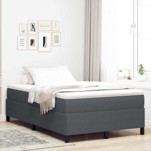 vidaXL Boxspringbed Donkergrijs 120 x 200 cm Katoen Stof