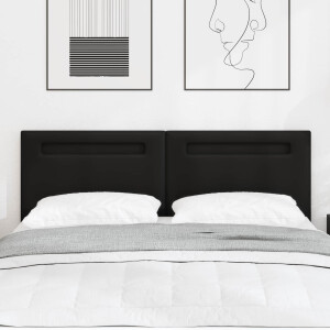 vidaXL LED Hoofdbord Zwart 144 cm Nep Leer