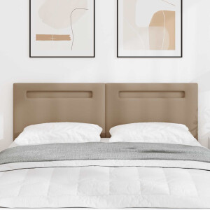 vidaXL LED Hoofdbord Cappuccino 144 cm Nep Leer