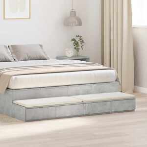 vidaXL Bedlades met lade Beton Grijs 150 x 36,5 x 16,5 cm Bewerkt hout