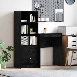 vidaXL Bureau met lade 2 pcs Zwart Eiken