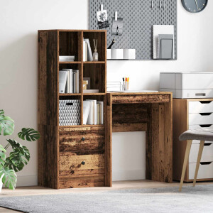 vidaXL Bureau met lade 2 pcs Oudhout