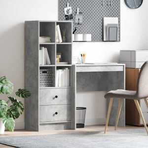 vidaXL Bureau met lade 2 pcs Beton Grijs