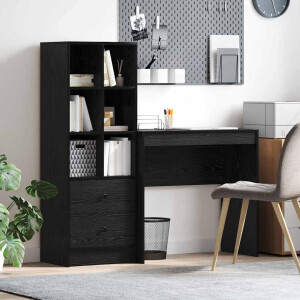 vidaXL Bureau met lade 2 pcs Zwart Eiken
