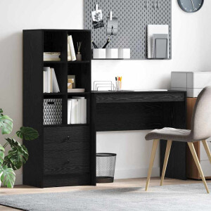 vidaXL Bureau met lade 2 pcs Zwart Eiken