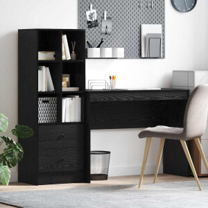vidaXL Bureau met lade 2 pcs Zwart Eiken