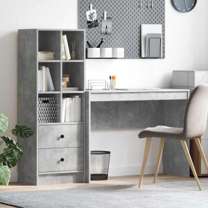 vidaXL Bureau met lade 2 pcs Beton Grijs