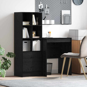 vidaXL Bureau met lade 2 pcs Zwart Eiken