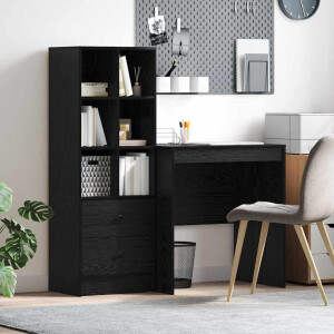 vidaXL Bureau met lade 2 pcs Zwart Eiken