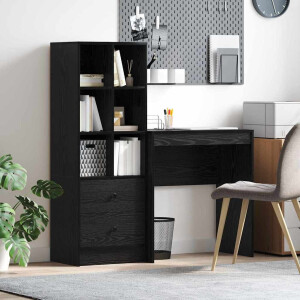 vidaXL Bureau met lade 2 pcs Zwart Eiken