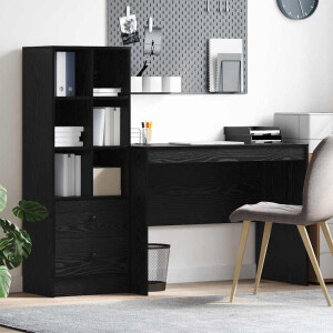 vidaXL Bureau met lade 2 pcs Zwart Eiken