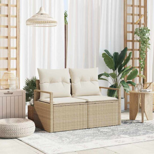 vidaXL Tuinbank met kussen 120 x 62 x 69 cm poly rattan