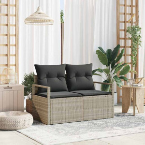 vidaXL Tuinbank met kussen 120 x 62 x 69 cm poly rattan