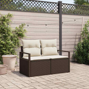 vidaXL Tuinbank met kussen met opslag 120 x 62 x 69 cm poly rattan