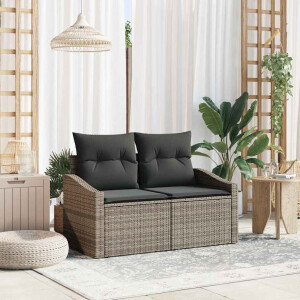 vidaXL Tuinbank met kussen 123 x 62 x 69 cm poly rattan
