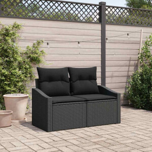 vidaXL Tuinbank met kussen 123 x 62 x 69 cm poly rattan