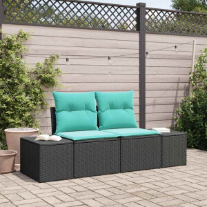 vidaXL Tuinbank met kussen 184 x 62 x 69 cm poly rattan