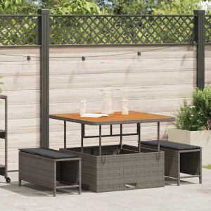 vidaXL Tuin eettafelset Grijs poly rattan